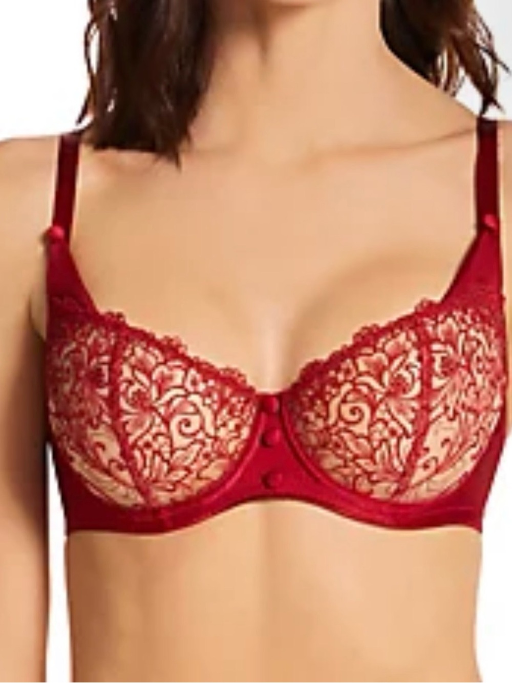 Karl Lagerfeld bra 32c red lace x aubade half cup